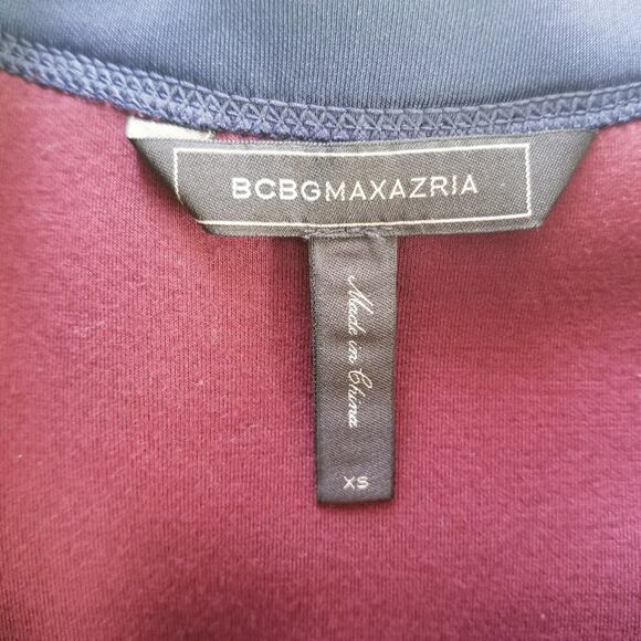 BCBGMAXAZRIA Genesa Dress XS Color Block Long Sleeve Scuba Fit Flare Academia - Picture 5 of 12